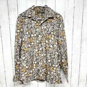 Vintage Ermenegildo Zegna Shirt Women Size Medium Floral Long Sleeve Button Down